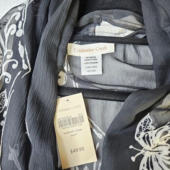 Coldwater Creek Butterfly Sheer Scarf Black White Vest One Size Fall NWT $49.95 - Picture 14 of 15